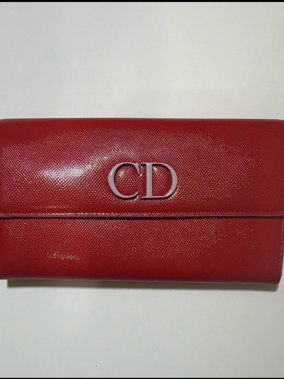 Dior Red Leather CD Wallet - Can add chain